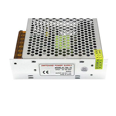 Алюминиевым электропитание отрегулированное случаем переключателя 100V - AC 240V к DC 12V 10A 120W