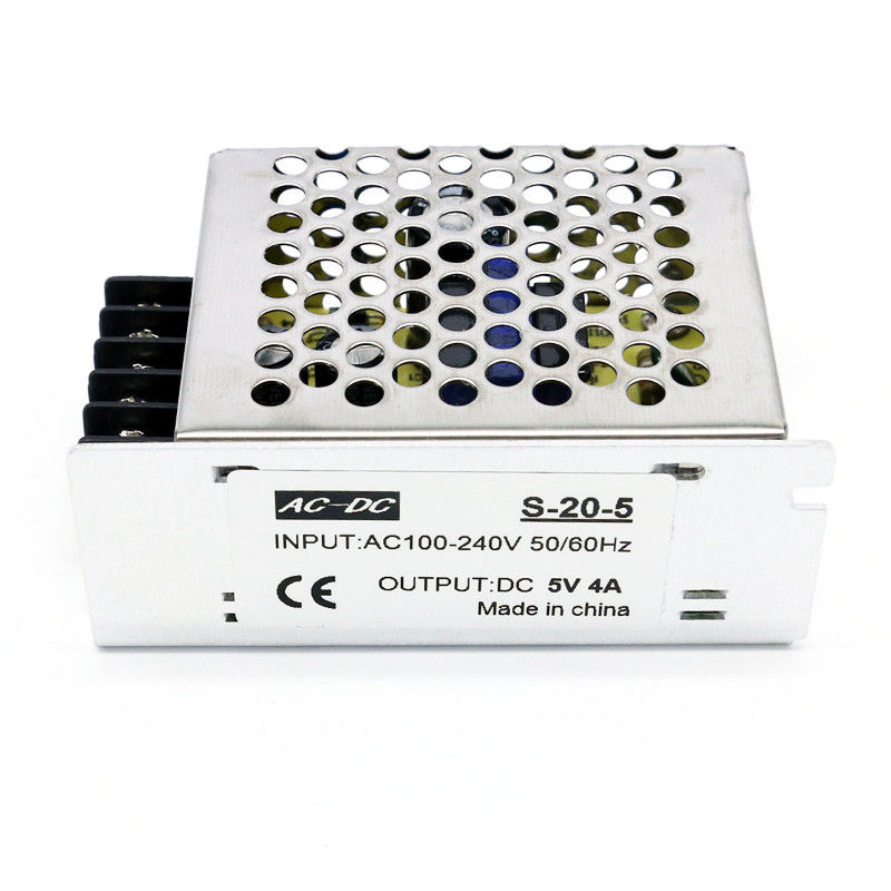 AC случая 100-240V электропитания DC 20W 5V переключая алюминиевый к водителю света прокладки СИД DC 5V 4A